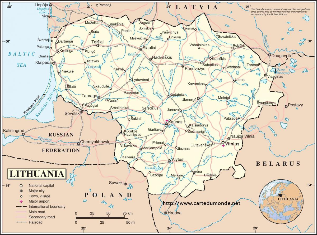Map of Lithuania country