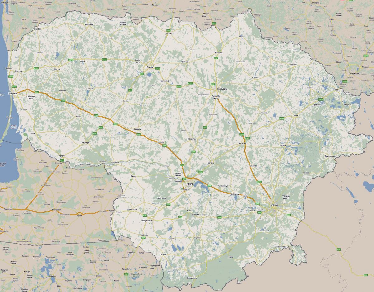 Map of Lithuania tourist 