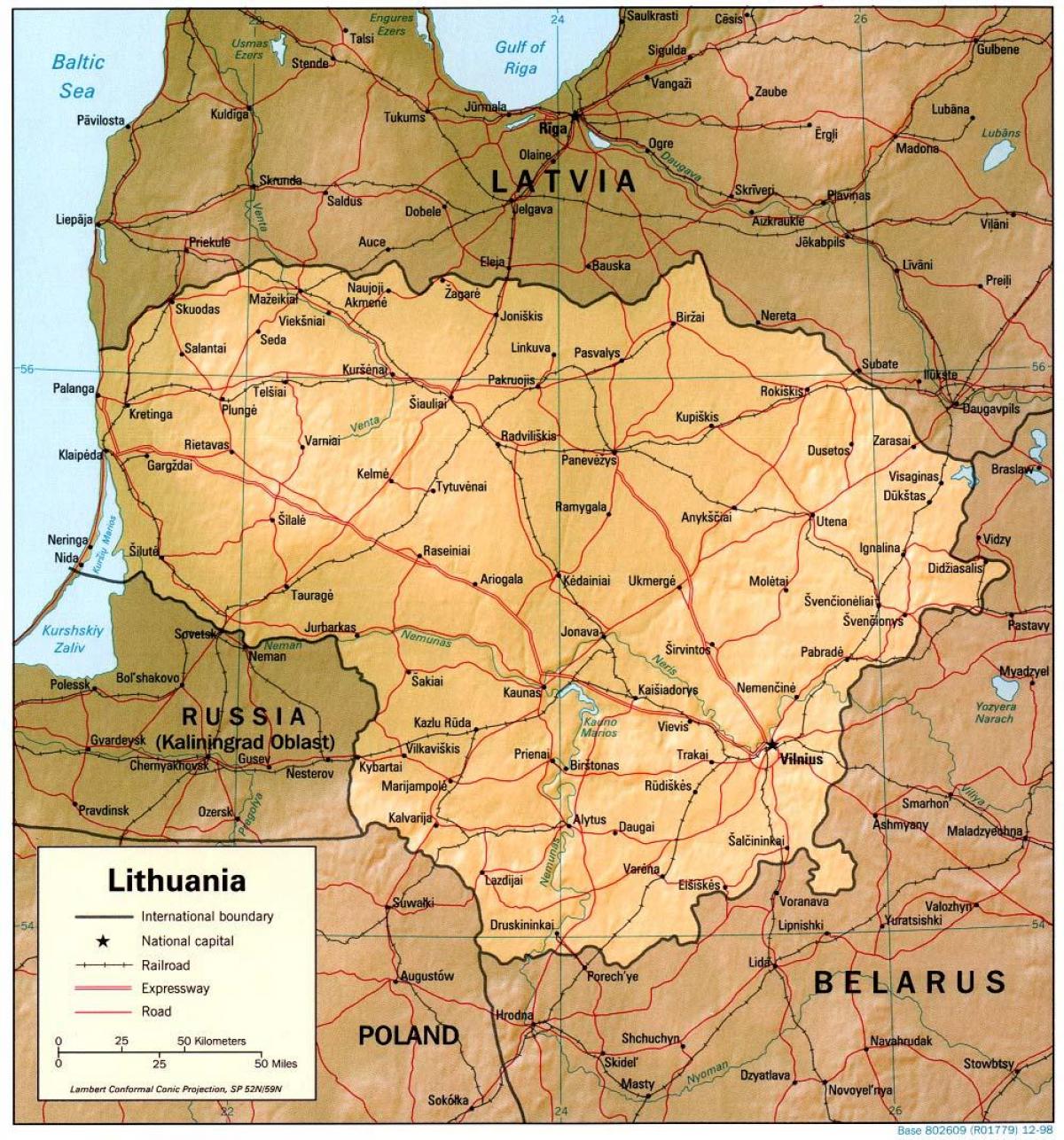 Map of  Lithuania 1900